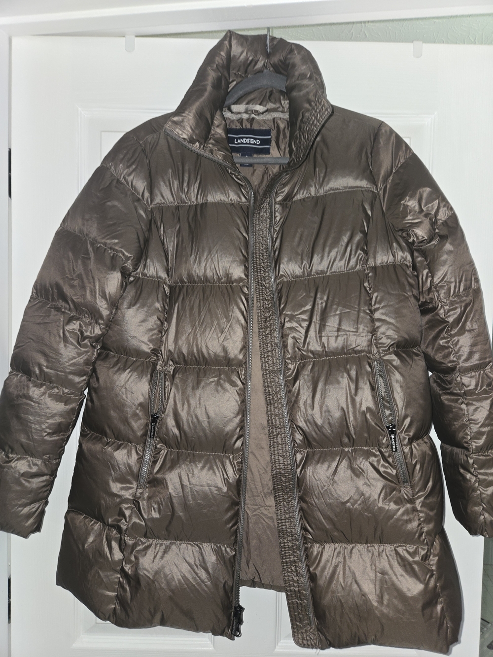 Lands' End Women's Chocolate Brown Quilted Puffer Jacket